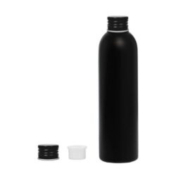 Botella 250 ml HDPE Negro con Tapón Aluminio Negro y Obturador (24/410) - Botellas HDPE