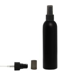 Botella 250 ml HDPE Negro con Vaporizador Negro Capuchón Ahumado (24/410) - Botellas