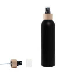 Botella 250 ml HDPE Negro con Vaporizador Negro Funda de Madera (24/410) - Botellas