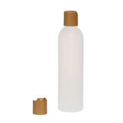 Botella 250 ml HDPE Traslúcido con Tapón Disc-Top Imitación Madera (24/410) - Botellas HDPE