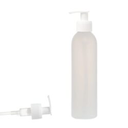 Botella 250 ml HDPE Traslúcido con Dosificador Estrecho Blanco (24/410) - Botellas HDPE