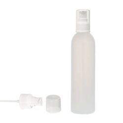Botella 250 ml HDPE Traslúcido con Dosificador Serum Blanco (24/410) - Botellas HDPE