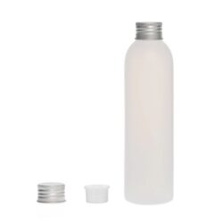 Botella 250 ml HDPE Traslúcido con Tapón Aluminio Plata con Obturador (24/410) - Botellas HDPE