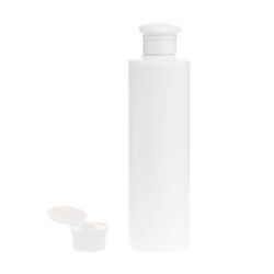 Botella 250 ml HDPE Blanco Recta con Tapón Bisagra Blanco (24/410) - Botellas HDPE