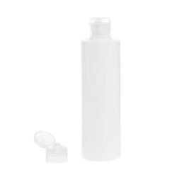 Botella 250 ml HDPE Blanco Recta con Tapón Bisagra Traslúcido (24/410) - Botellas HDPE