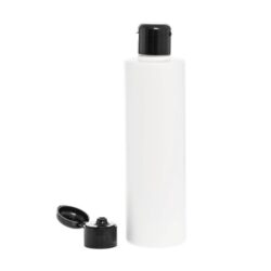Botella 250 ml HDPE Blanco Recta con Tapón Bisagra Negro (24/410) - Botellas HDPE