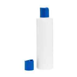 Botella 250 ml HDPE Blanco Recta con Tapón Disc-Top Azul (24/410) - Botellas HDPE