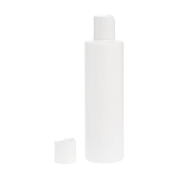 Botella 250 ml HDPE Blanco Recta con Tapón Disc-Top Blanco (24/410) - Botellas HDPE