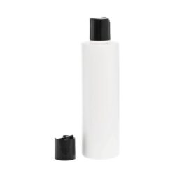 Botella 250 ml HDPE Blanco Recta con Tapón Disc-Top Negro (24/410) - Botellas HDPE