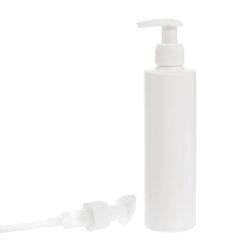 Botella 250 ml HDPE Blanco Recta con Dosificador Ancho Blanco (24/410) - Botellas HDPE