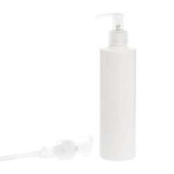 Botella 250 ml HDPE Blanco Recta con Dosificador Ancho Traslúcido (24/410) - Botellas HDPE