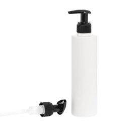 Botella 250 ml HDPE Blanco Recta con Dosificador Ancho Negro (24/410) - Botellas HDPE
