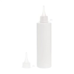 Botella 250 ml HDPE Blanco Recta con Tapón Cánula Traslúcido y Capuchón de Presión (24/410) - Botellas HDPE