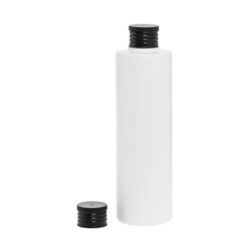 Botella 250 ml HDPE Blanco Recta con Tapón Negro (24/410) - Botellas HDPE