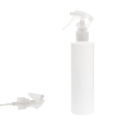 Botella 250 ml HDPE Blanco Recta con Vaporizador Trigger Traslúcido (24/410) - Botellas