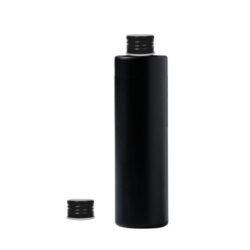 Botella 250 ml HDPE Negro Recta con Tapón Aluminio Negro (24/410) - Botellas HDPE