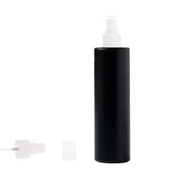Botella 250 ml HDPE Negro Recta con Vaporizador Blanco (24/410) - Botellas HDPE
