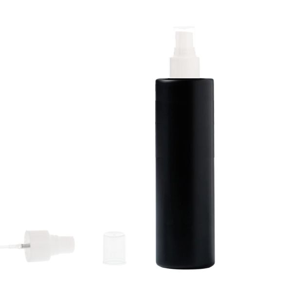Botella 250 ml HDPE Negro Recta con Vaporizador Blanco (24/410) - Botellas HDPE