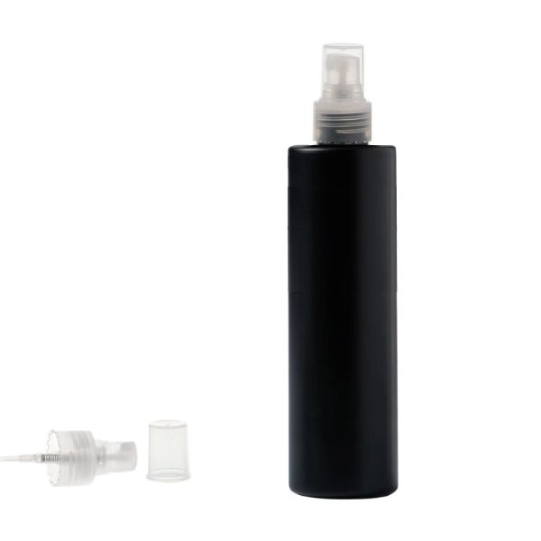 Botella 250 ml HDPE Negro Recta con Vaporizador Natural (24/410) - Botellas HDPE