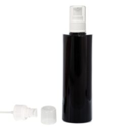Botella 250 ml PET Negro con Dosificador Serum Blanco (24/410) - Botellas PET