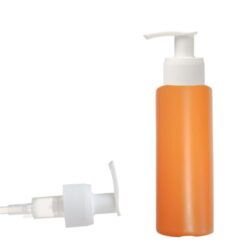 Botella 100 ml HDPE Naranja con Dosificador Estrecho Blanco (24/410) - Botellas HDPE