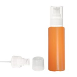 Botella 100 ml HDPE Naranja con Dosificador Serum Blanco (24/410) - Botellas HDPE