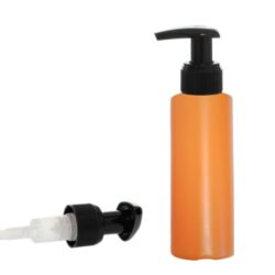 Botella 100 ml HDPE Naranja con Dosificador Negro (24/410) - Botellas HDPE