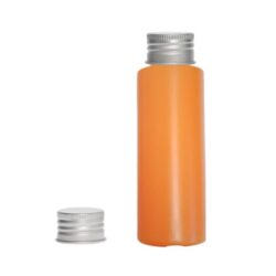 Botella 100 ml HDPE Naranja con Tapón Aluminio Plata (24/410) - Botellas HDPE