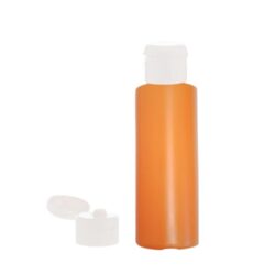 Botella 100 ml HDPE Naranja con Tapón Bisagra Blanco (24/410) - Botellas HDPE