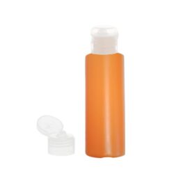 Botella 100 ml HDPE Naranja con Tapón Bisagra Traslúcido (24/410) - Botellas HDPE