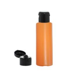 Botella 100 ml HDPE Naranja con Tapón Bisagra Negro (24/410) - Botellas HDPE