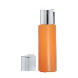 Botella 100 ml HDPE Naranja con Tapón Disc-top Blanco Funda Aluminio (24/410) - Botellas HDPE