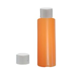 Botella 100 ml HDPE Naranja con Tapón Rosca Gris Plata (24/410) - Botellas HDPE