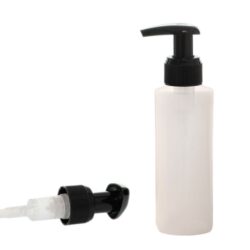 Botella 100 ml HDPE Traslucido con Dosificador Negro (24/410) - Botellas HDPE