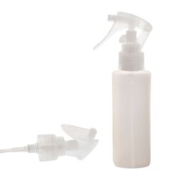 botella 100ml hdpe recto traslucido con spray pistola natural