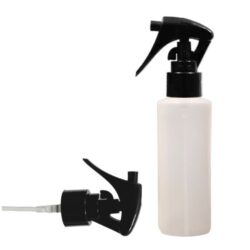 botella 100ml hdpe recto traslucido con spray pistola negro