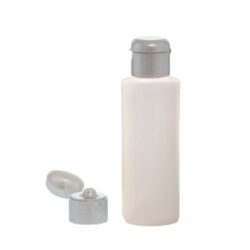 Botella 100 ml HDPE Traslucido con Tapón Bisagra Gris Plata (24/410) - Botellas HDPE