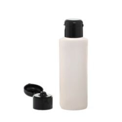 Botella 100 ml HDPE Traslucido con Tapón Bisagra Negro (24/410) - Botellas HDPE