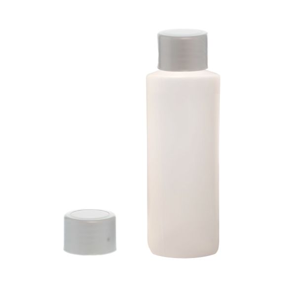 Botella 100 ml HDPE Traslucido con Tapón Rosca Gris Plata (24/410) - Botellas HDPE