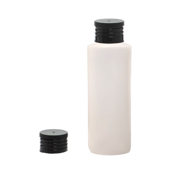 Botella 100 ml HDPE Traslucido con Tapón Rosca Negro (24/410) - Botellas HDPE