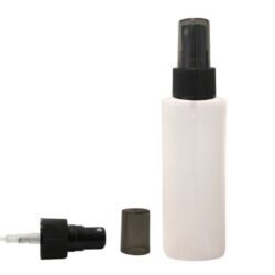 Botella 100 ml HDPE Traslucido con Vaporizador Negro Capuchón Ahumado (24/410) - Botellas HDPE