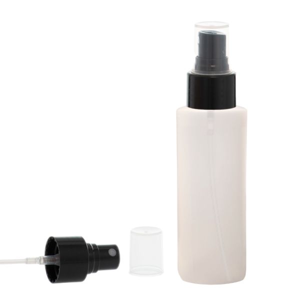 Botella 100 ml HDPE Traslucido con Vaporizador Negro (24/410) - Botellas HDPE