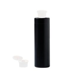 Botella 250 ml HDPE Negro Recta con Tapón Bisagra Seta Blanco (24/410) - Botellas HDPE