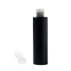 Botella 250 ml HDPE Negro Recta con Tapón Bisagra Natural (24/410) - Botellas HDPE