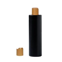 Botella 250 ml HDPE Negro Recta con Tapón Disc-Top Imitación Madera (24/410) - Botellas HDPE