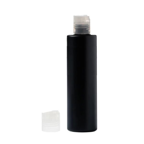 Botella 250 ml HDPE Negro Recta con Tapón Disc-Top Natural (24/410) - Botellas HDPE