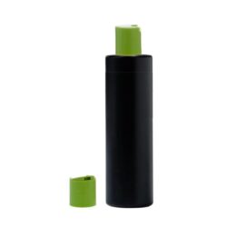 Botella 250 ml HDPE Negro Recta con Tapón Disc-Top Verde (24/410) - Botellas HDPE