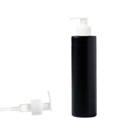 Botella 250 ml HDPE Negro Recta con Dosificador Estrecho Blanco (24/410) - Botellas HDPE