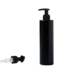 Botella 250 ml HDPE Negro Recta con Dosificador Ancho Negro (24/410) - Botellas HDPE
