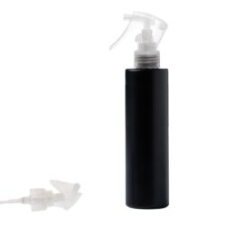 Botella 250 ml HDPE Negro Recta con Vaporizador Trigger Natural (24/410) - Botellas